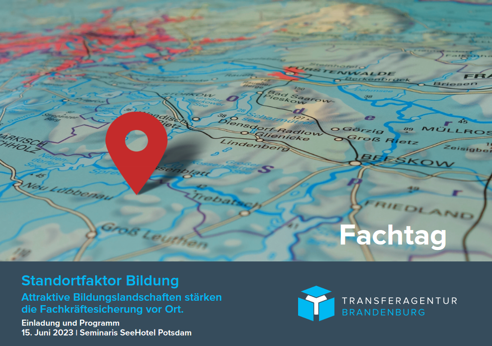 Einladung zum Fachtag: Ausschnitt einer Landkarte des Landes Brandenburg.