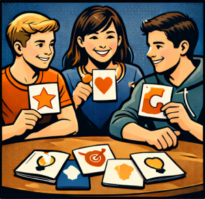 Schüler arbeiten mit Symbolkarten