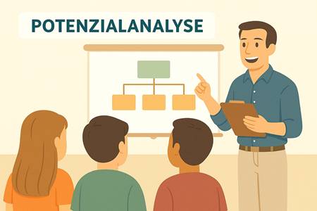 Schülerinnen bearbeiten eine Aufgabe, Erwachsener beobachtet